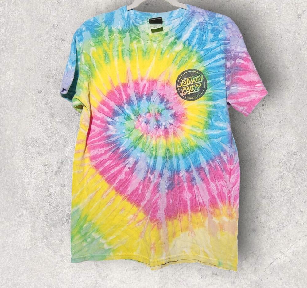 Santa Cruz Skateboards Screaming Hand T Shirt Tie Dye Mens M Logo 2 Sided